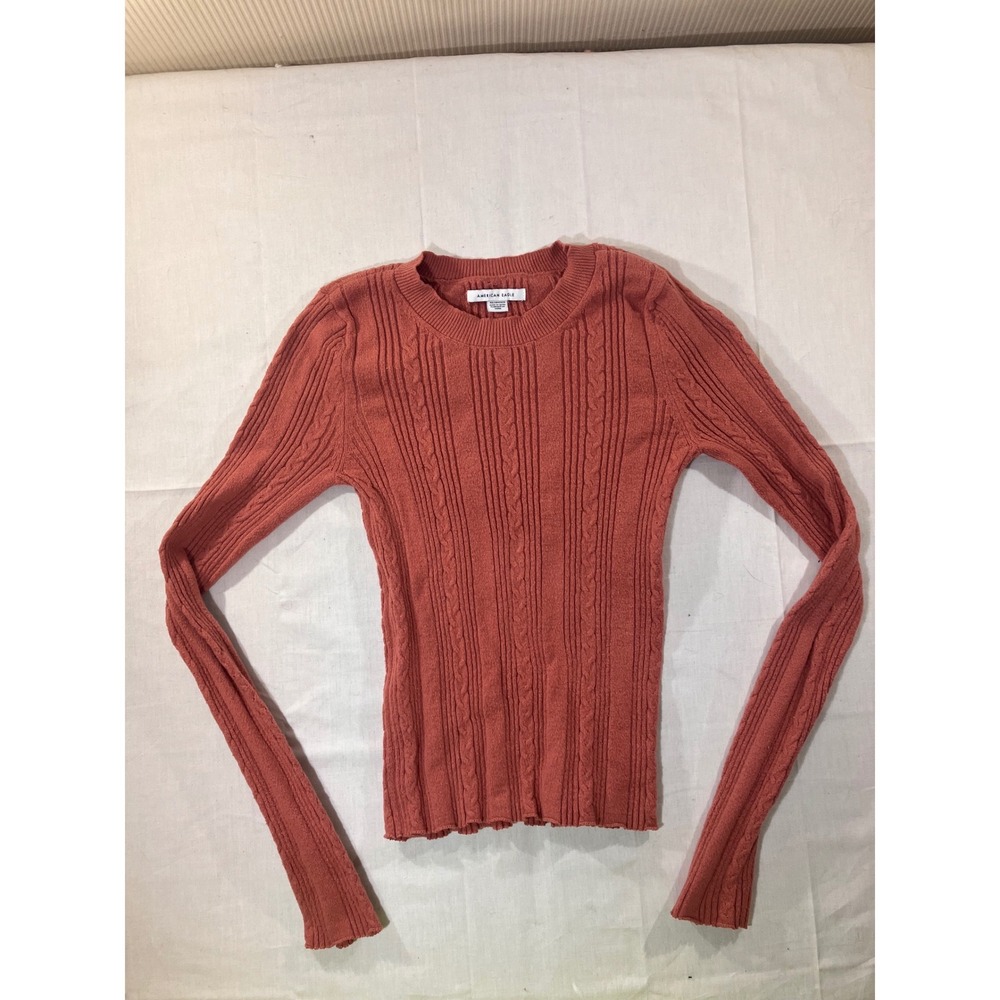 American Eagle Outfitters Womens Coral Cable Knit Long Sleeve Sweater XS